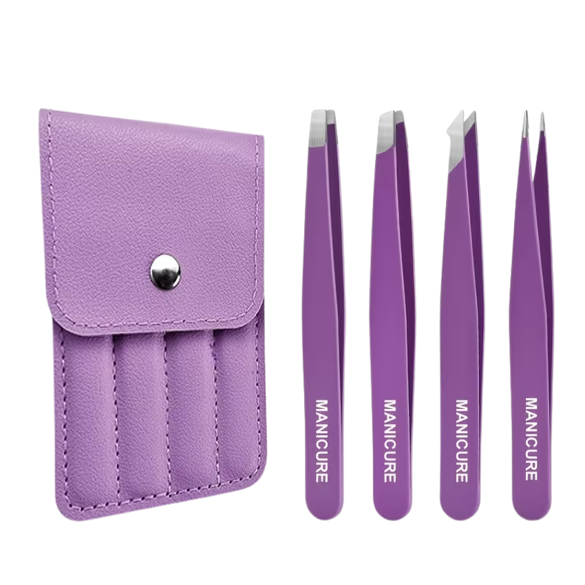 4pcs Stainless Steel Eyebrow Tweezers Set