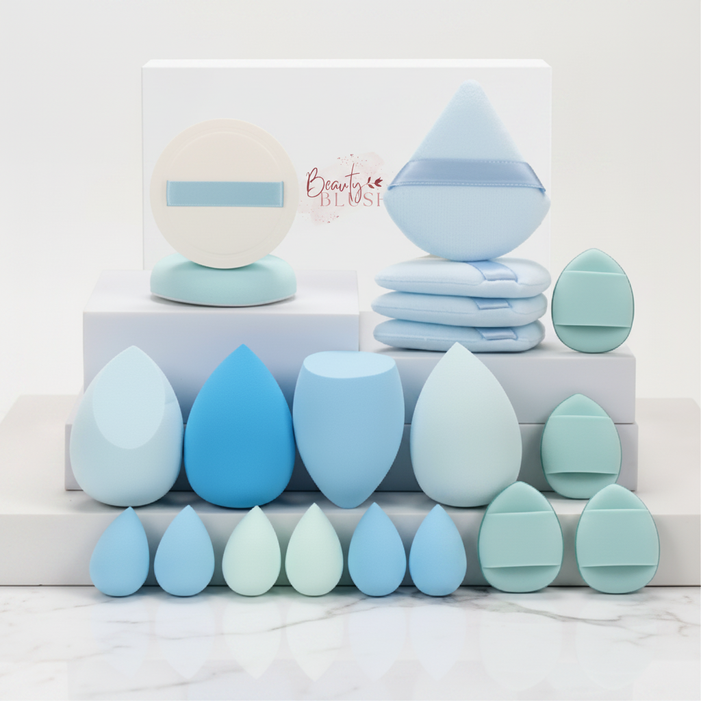 Blue Makeup Sponge Set